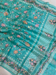 Pure Organza Chikankari Handloom Banarasi Saree - The Handlooms