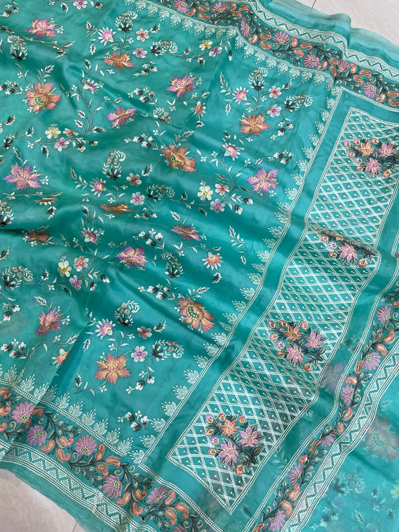 Pure Organza Chikankari Handloom Banarasi Saree - The Handlooms