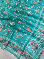 Pure Organza Chikankari Handloom Banarasi Saree - The Handlooms