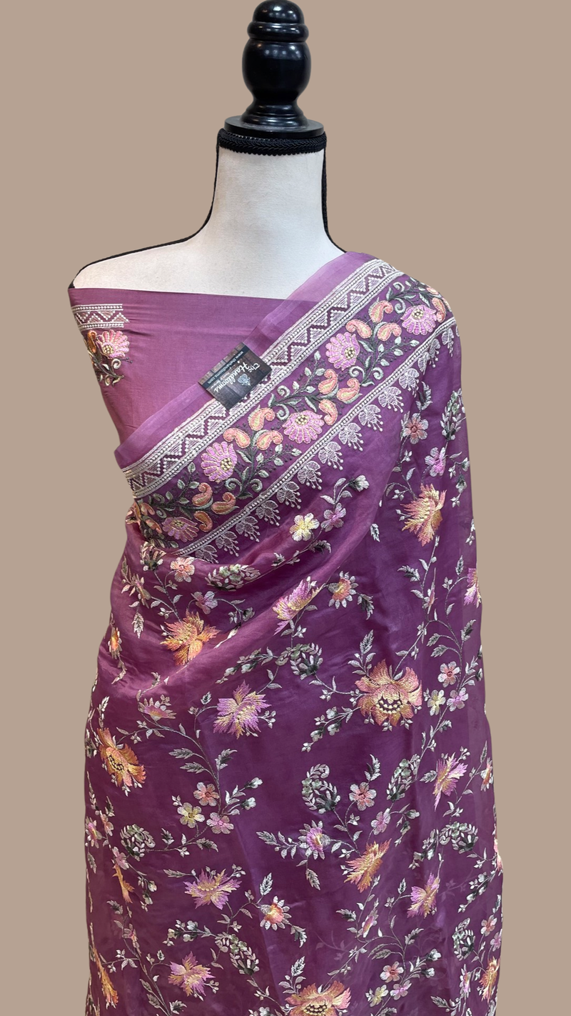 Pure Organza Chikankari Handloom Banarasi Saree - The Handlooms