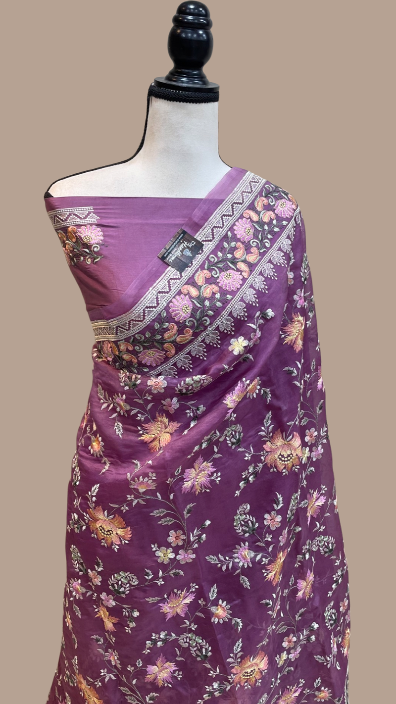 Pure Organza Chikankari Handloom Banarasi Saree - The Handlooms