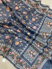 Pure Organza Chikankari Handloom Banarasi Saree - The Handlooms