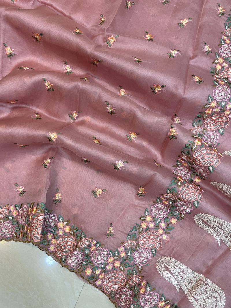 Pure Organza Chikankari Handloom Banarasi Saree - The Handlooms