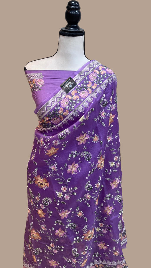 Pure Organza Chikankari Handloom Banarasi Saree - The Handlooms