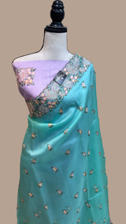 Pure Organza Chikankari Handloom Banarasi Saree - The Handlooms