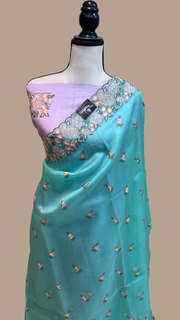 Pure Organza Chikankari Handloom Banarasi Saree - The Handlooms