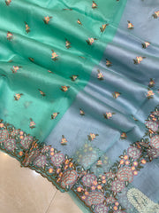 Pure Organza Chikankari Handloom Banarasi Saree - The Handlooms