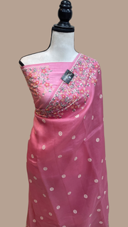 Pure Organza Chikankari Handloom Banarasi Saree - The Handlooms