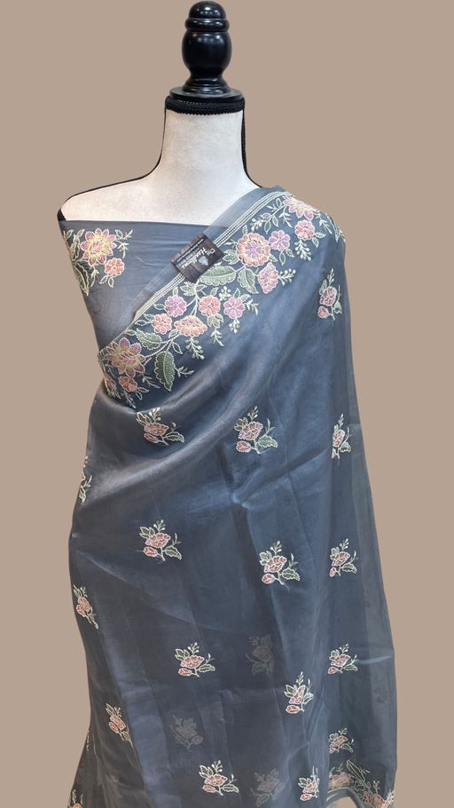 Pure Organza Chikankari Handloom Banarasi Saree - The Handlooms