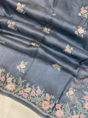 Pure Organza Chikankari Handloom Banarasi Saree - The Handlooms