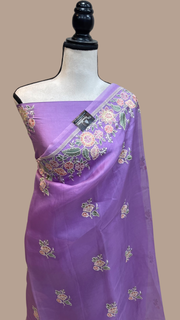 Pure Organza Chikankari Handloom Banarasi Saree - The Handlooms