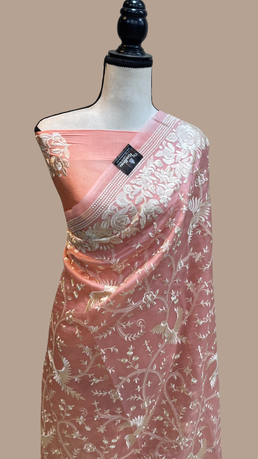 Pure Organza Chikankari Handloom Banarasi Saree - The Handlooms