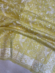 Pure Organza Chikankari Handloom Banarasi Saree - The Handlooms