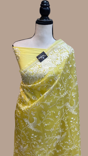 Pure Organza Chikankari Handloom Banarasi Saree - The Handlooms