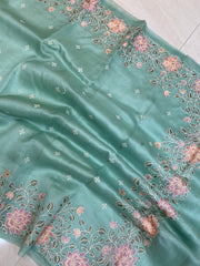 Pure Organza Chikankari Handloom Banarasi Saree - The Handlooms