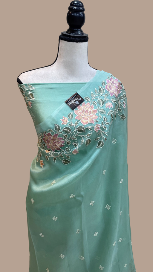 Pure Organza Chikankari Handloom Banarasi Saree - The Handlooms
