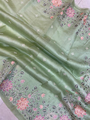 Pure Organza Chikankari Handloom Banarasi Saree - The Handlooms