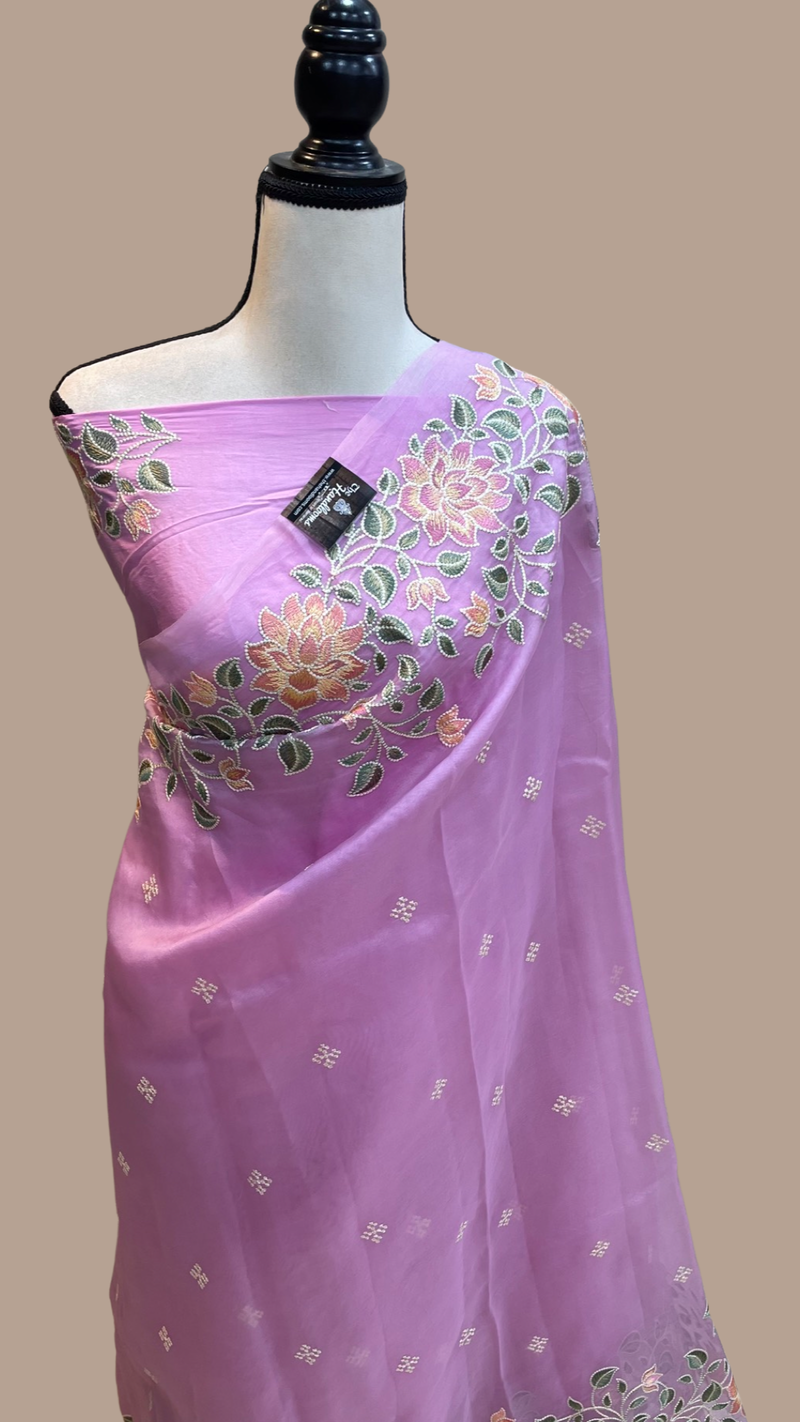 Pure Organza Chikankari Handloom Banarasi Saree - The Handlooms
