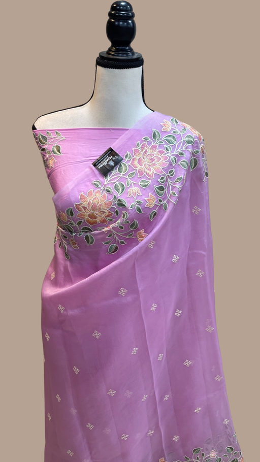 Pure Organza Chikankari Handloom Banarasi Saree - The Handlooms
