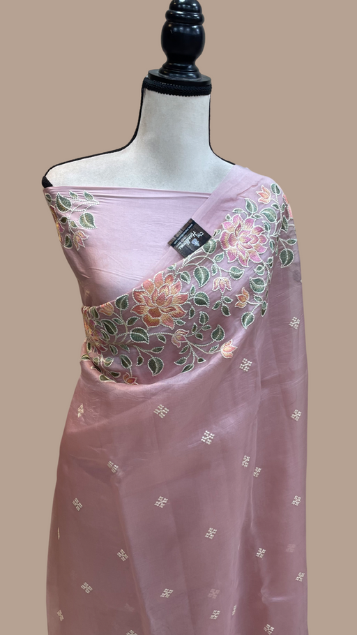 Pure Organza Chikankari Handloom Banarasi Saree - The Handlooms