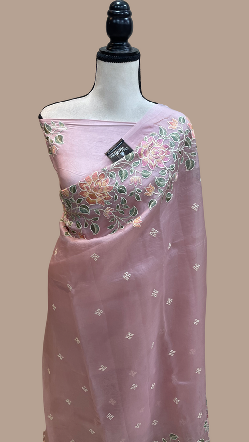 Pure Organza Chikankari Handloom Banarasi Saree - The Handlooms