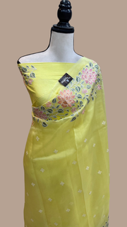 Pure Organza Chikankari Handloom Banarasi Saree - The Handlooms