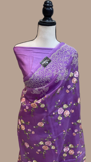 Pure Organza Chikankari Handloom Banarasi Saree - The Handlooms