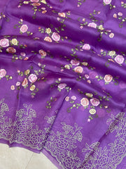 Pure Organza Chikankari Handloom Banarasi Saree - The Handlooms