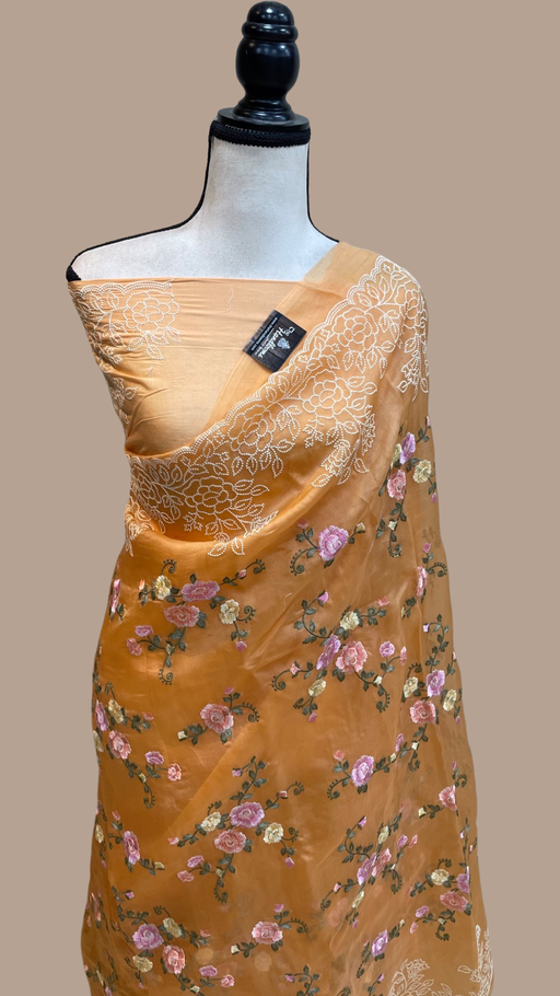 Pure Organza Chikankari Handloom Banarasi Saree - The Handlooms