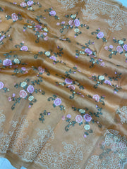 Pure Organza Chikankari Handloom Banarasi Saree - The Handlooms