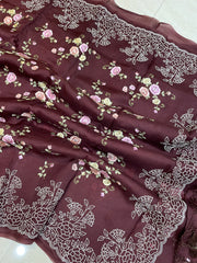 Pure Organza Chikankari Handloom Banarasi Saree - The Handlooms
