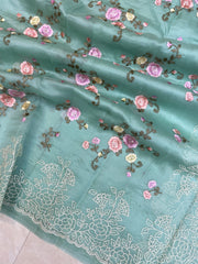 Pure Organza Chikankari Handloom Banarasi Saree - The Handlooms