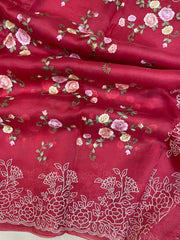 Pure Organza Chikankari Handloom Banarasi Saree - The Handlooms