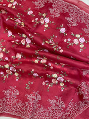 Pure Organza Chikankari Handloom Banarasi Saree - The Handlooms