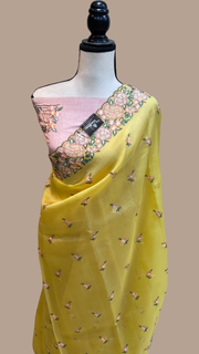 Pure Organza Chikankari Handloom Banarasi Saree - The Handlooms