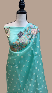 Pure Organza Chikankari Handloom Banarasi Saree - The Handlooms