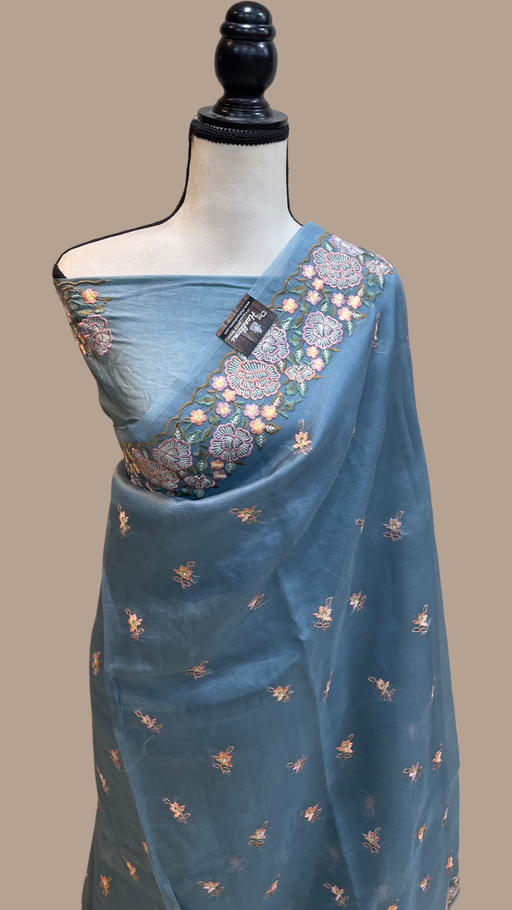 Pure Organza Chikankari Handloom Banarasi Saree - The Handlooms