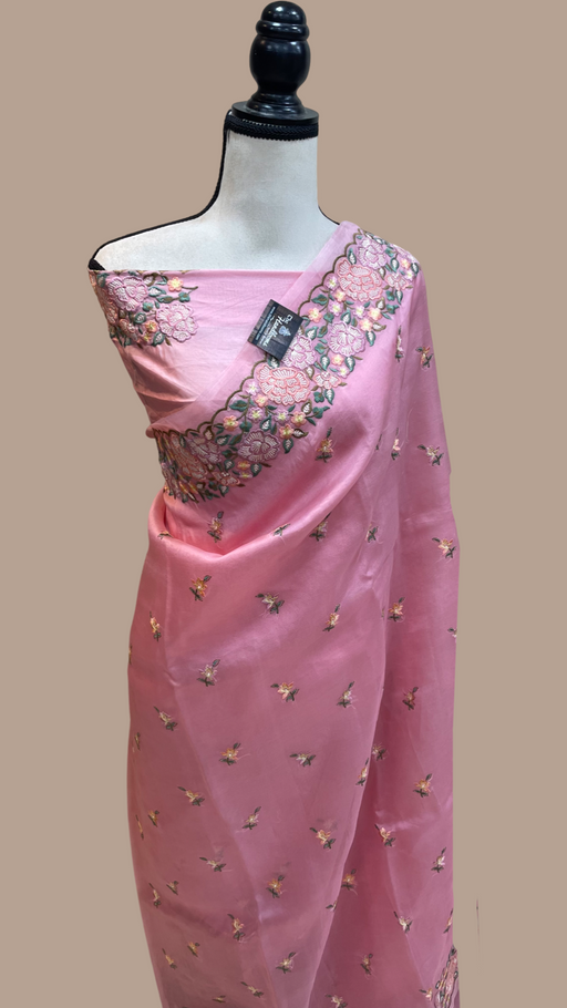 Pure Organza Chikankari Handloom Banarasi Saree - The Handlooms
