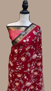 Pure organza Chikankari Handloom Banarasi Saree - The Handlooms