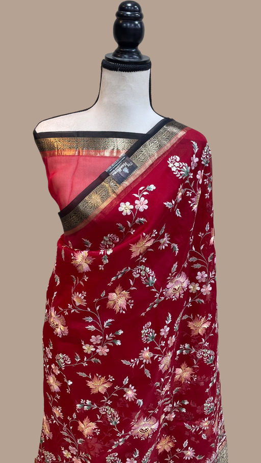 Pure organza Chikankari Handloom Banarasi Saree - The Handlooms