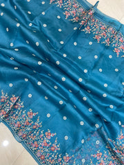 Pure organza Chikankari Handloom Banarasi Saree - The Handlooms