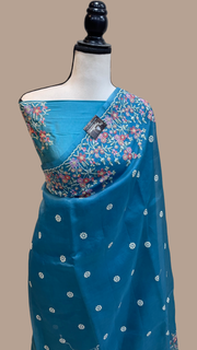 Pure organza Chikankari Handloom Banarasi Saree - The Handlooms