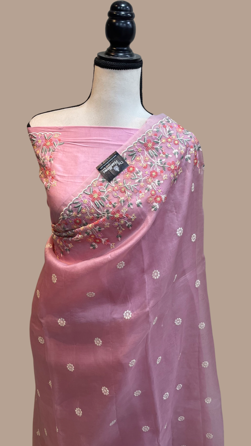 Pure organza Chikankari Handloom Banarasi Saree - The Handlooms