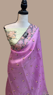 Pure organza Chikankari Handloom Banarasi Saree - The Handlooms