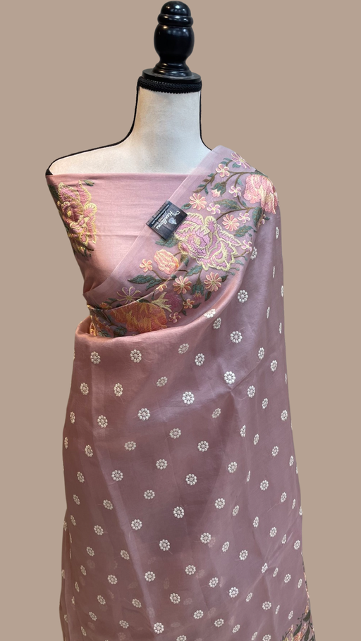 Pure organza Chikankari Handloom Banarasi Saree - The Handlooms