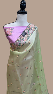 Pure organza Chikankari Handloom Banarasi Saree - The Handlooms