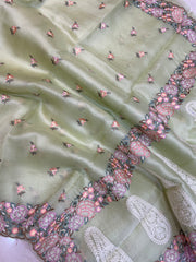 Pure organza Chikankari Handloom Banarasi Saree - The Handlooms