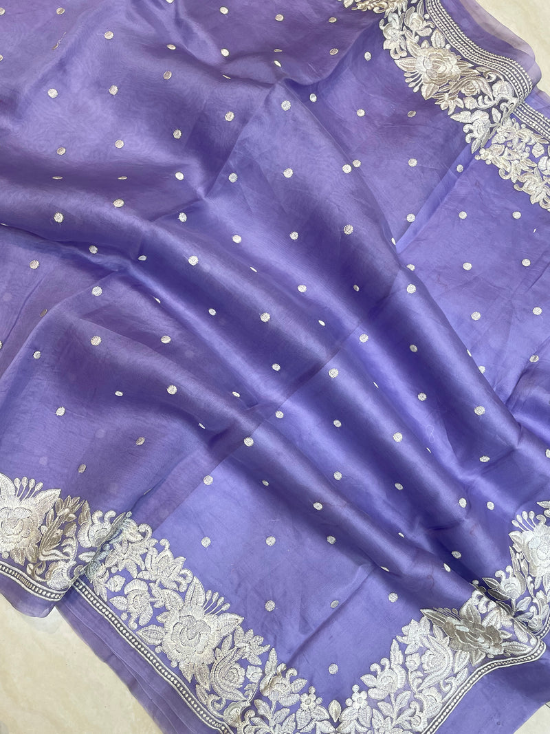 Pure organza Chikankari Handloom Banarasi Saree - The Handlooms