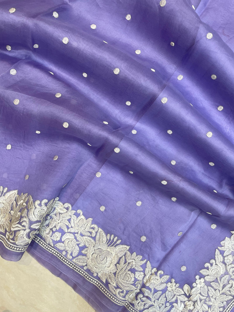 Pure organza Chikankari Handloom Banarasi Saree - The Handlooms