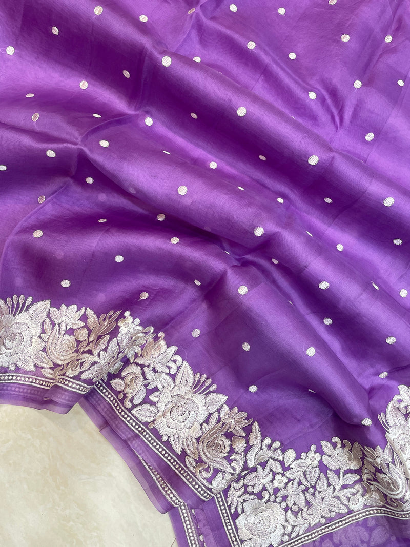 Pure organza Chikankari Handloom Banarasi Saree - The Handlooms